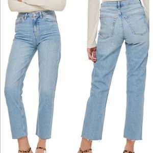 MOM jeans high rise straight leg raw hem size 30